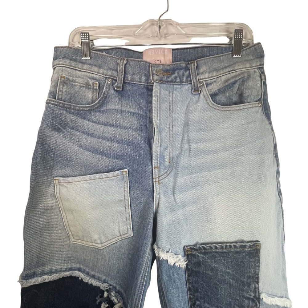 REVICE  Love at first sight  button Fly Patchwork Blue Jeans Women’s size 30 - Picture 5 of 14
